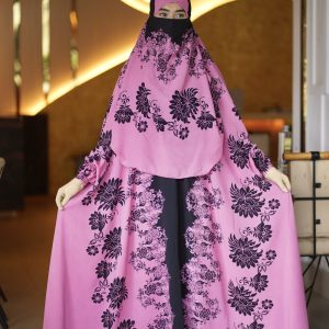 All in One Printed Floor Touch Khimar - Borka + Hijab + Niqab Full Set