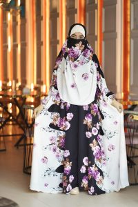 Premium Flower Print Floor Touch Jilbab