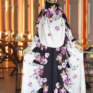 Premium Flower Print Floor Touch Jilbab